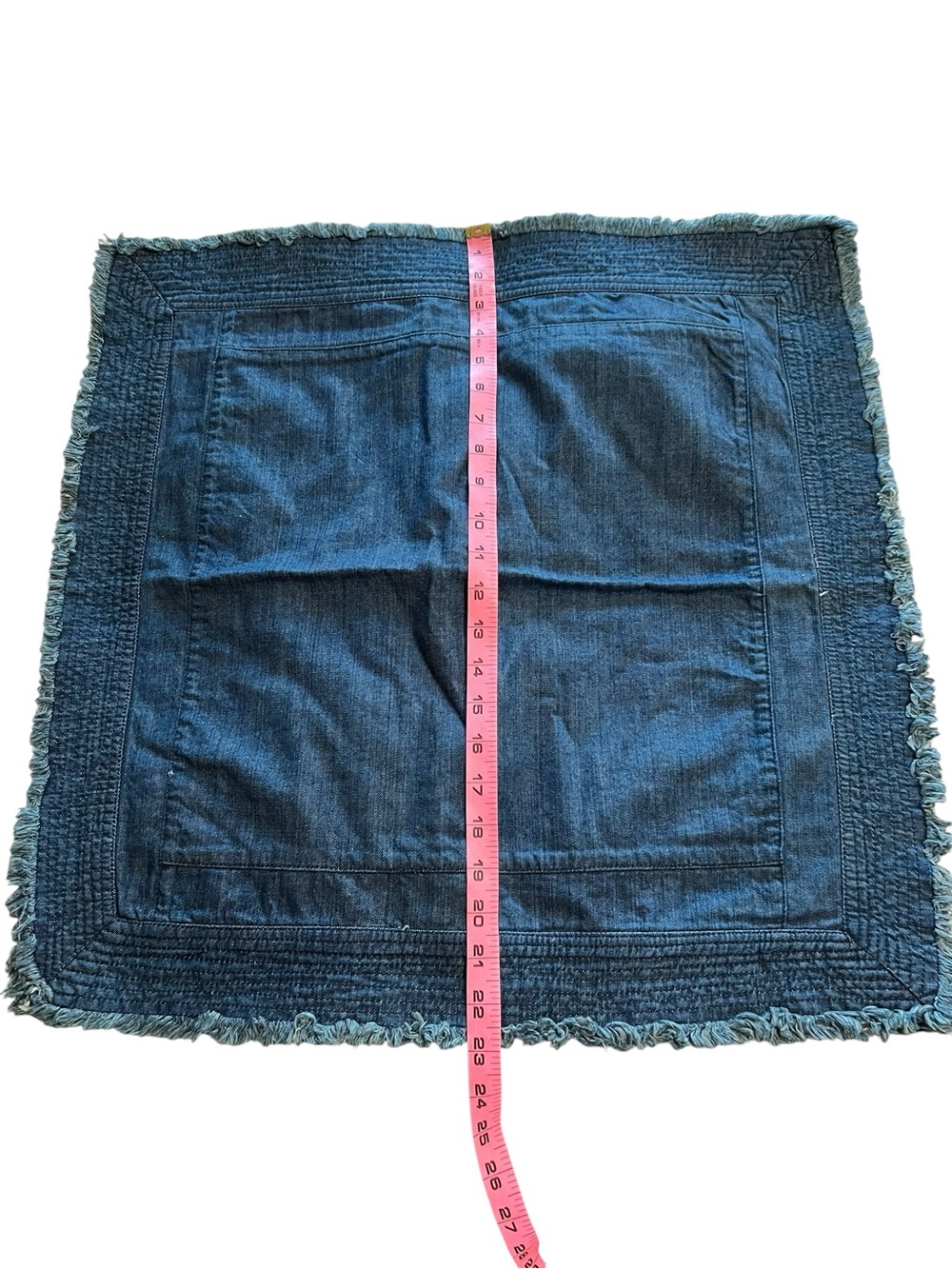 Pottery Barn Blue Denim Frayed Pillow Cover 17” Square - Set of 2 - Picture 4 of 5